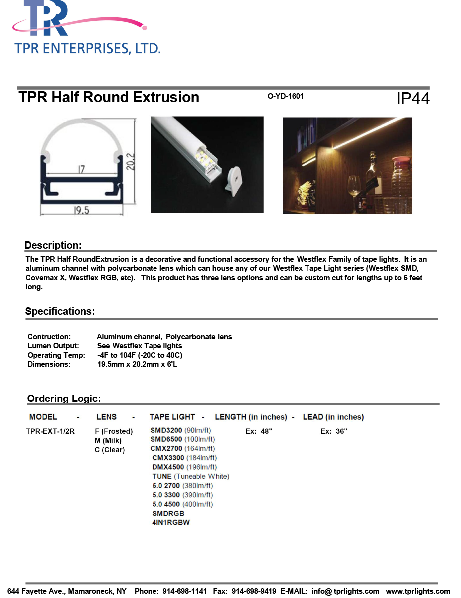 Tape Light Extrusions TPR Enterprises